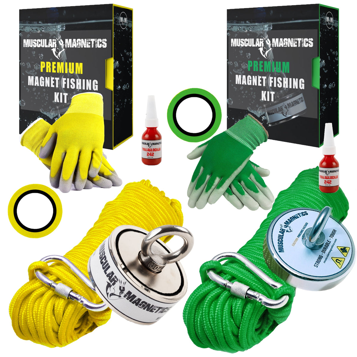 brute box 880 lb magnet fishing bundle 1000 LB & 625 LB DOUBLE & SINGLE SIDED FISHING MAGNET BUNDLE (TWO COMPLETE KITS)