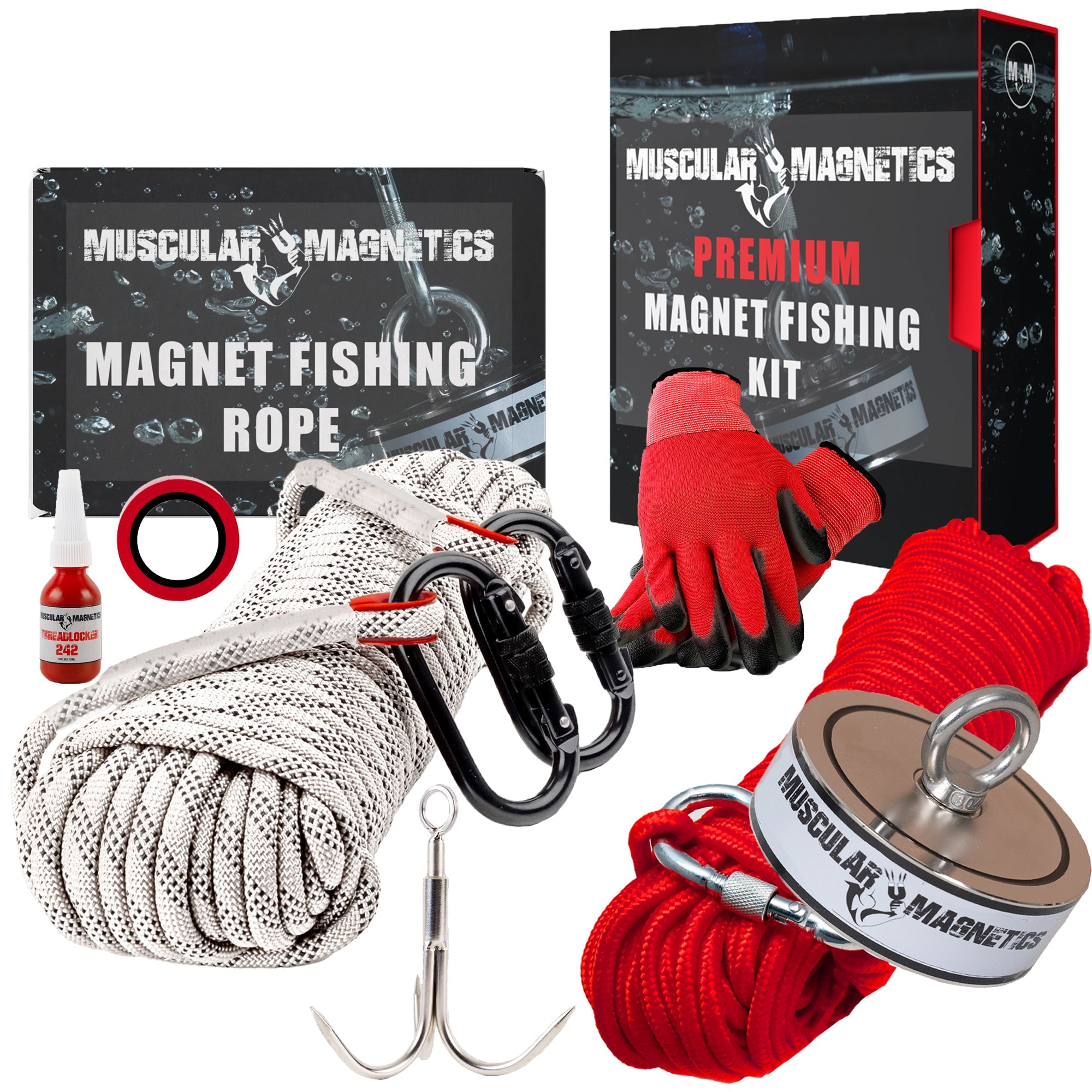 2625LB DOUBLE-SIDED MAGNET FISHING KIT & DURABLE MAGNET FISHING ROPE